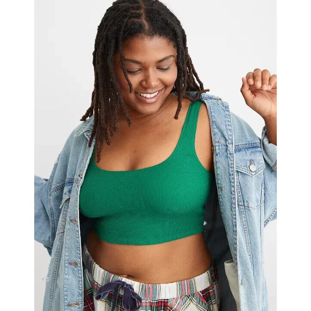 NWT Aerie Womens Everglade Holiday Best Lace Waffle Longline Bralette Bra Size M